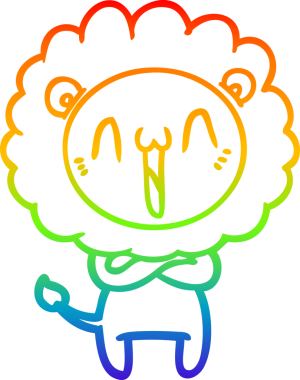 gökkuşağı gradyanı çizimi bir insan tarafından çizilmiş mutlu bir karikatür aslanı