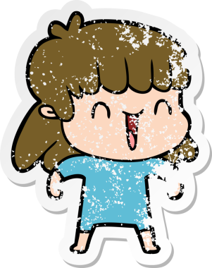 Bir insan tarafından çizilmiş endişeli bir karikatür çıkartması.