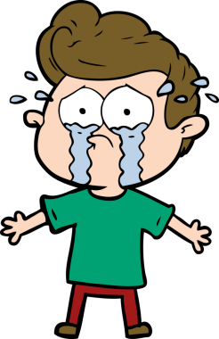 Bir insan tarafından çizilmiş ağlayan bir karikatür.