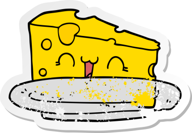 Bir insan tarafından çizilmiş şirin bir çizgi film peynirinin sıkıntılı çıkartması.