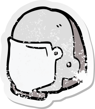 Bir insan tarafından çizilmiş karikatür uzay kaskının sıkıntılı çıkartması