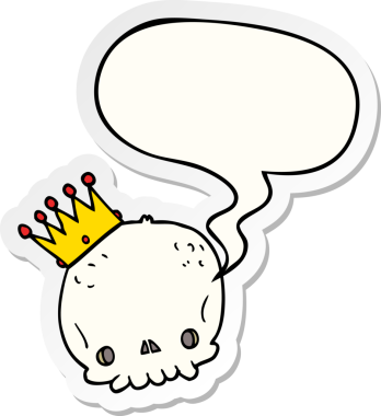 Bir insan tarafından çizilmiş konuşma kabarcığı etiketli bir kafatası.