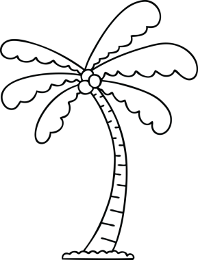 Bir insan tarafından çizilmiş tuhaf çizgi film palmiye ağacı.