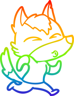 Gökkuşağı gradyan çizgi çizimi bir insan tarafından çizilmiş bir kurt çizgi