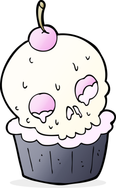 Cadılar Bayramı pastası bir insan tarafından çizilmiş.