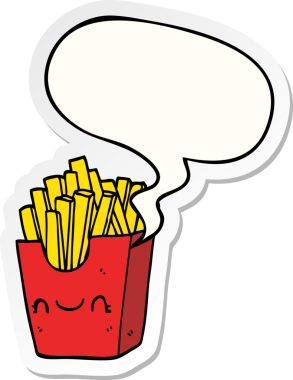 Bir insan tarafından çizilmiş konuşma kabarcığı etiketli kutuda patates kızartması.