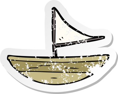 Bir insan tarafından çizilmiş karikatür teknesinin gerilimli çıkartması.