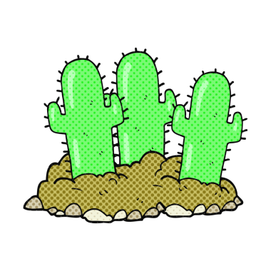 Bir insan tarafından çizilmiş serbest çizim çizgi roman tarzı kaktüs.