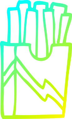 Bir insan tarafından çizilmiş soğuk gradyan çizgi film fast food kızartması.