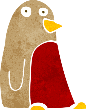 Bir insan tarafından çizilmiş robin çizgi filmi.