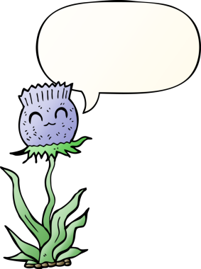 bir insan tarafından çizilmiş düzgün eğimli konuşma baloncuklu çizgi film devedikeni