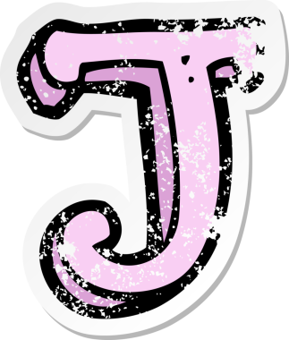 Bir insan tarafından çizilmiş J harfinin gerilimli yapıştırması.