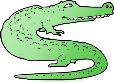 Bir insan tarafından çizilmiş timsah çizgi filmi.