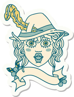 Bir insan tarafından çizilmiş bir elf şair karakteri çıkartması.