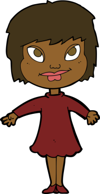 Çizgi filmdeki kız bir insan tarafından çizilmiş omuzlarını silkiyor.