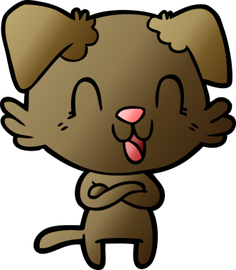 Bir insan tarafından çizilmiş gülen çizgi film köpeği.