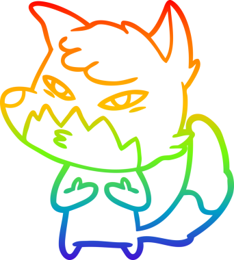 gökkuşağı gradyanı çizimi bir insan tarafından çizilmiş akıllı bir tilki çizgi filmi