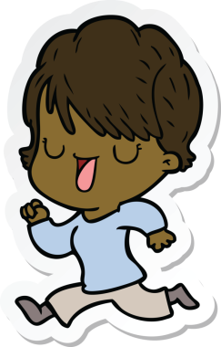 Bir insan tarafından çizilmiş bir karikatür kadının çıkartması.