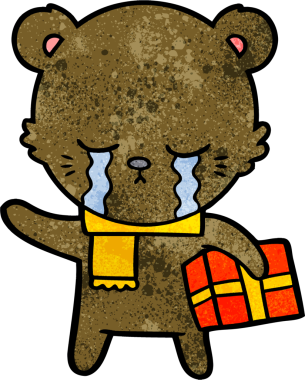 Bir insan tarafından çizilmiş ağlayan çizgi film ayısı.