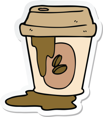 Bir insan tarafından çizilmiş dağınık bir kahve fincanı çıkartması.