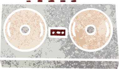 Bir insan tarafından çizilmiş eski bir radyonun retro illüstrasyon tarzı karikatürü