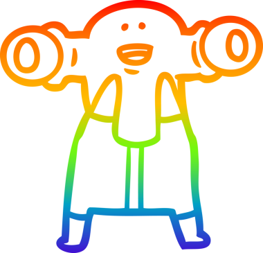 Gökkuşağı gradyan çizgisi, bir insan tarafından çizilmiş dost bir uzaylı çizgi filmi.