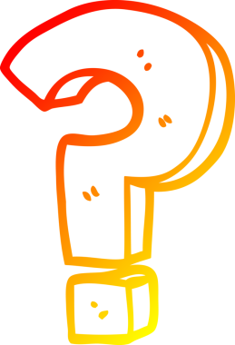 Bir insan tarafından çizilmiş bir çizgi film soru işaretinin sıcak gradyan çizgisi