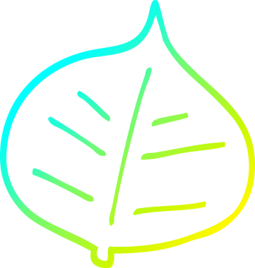 Bir insan tarafından çizilmiş bir çizgi film yaprağının soğuk gradyan çizimi