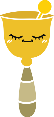 Bir insan tarafından çizilmiş okul çanının düz renkli retro karikatürü