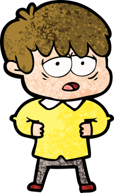 Bir insan tarafından çizilmiş bitkin çocuk çizgi filmi.