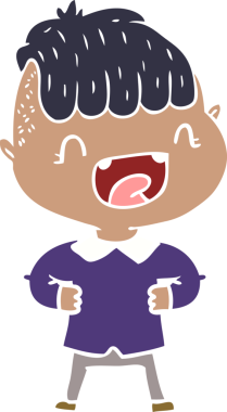 Düz renkli çizgi film mutlu çocuk bir insan tarafından çizilmiş.