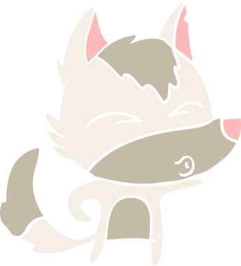 Bir insan tarafından çizilmiş düz renk çizgi film kurt ıslığı.