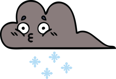 Bir insan tarafından çizilmiş kar bulutunun sevimli karikatürü.