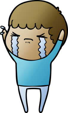 Bir insan tarafından çizilmiş ağlayan çizgi film adamı.