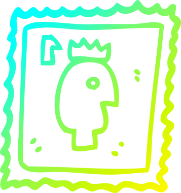 Bir insan tarafından çizilen posta pulunun soğuk gradyan çizimi