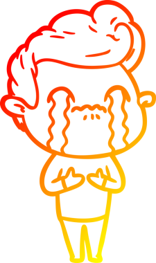 Bir insan tarafından çizilmiş ağlayan bir çizgi film karakteri çizimi.