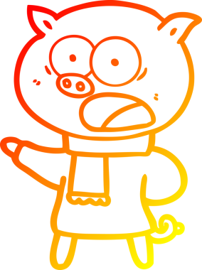 Bir insan tarafından çizilmiş bağıran çizgi film domuzu çizimi.