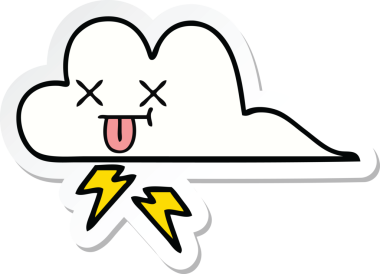 Bir insan tarafından çizilmiş şirin bir gökgürültüsü bulutunun çıkartması.