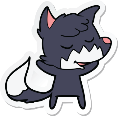 Bir insan tarafından çizilmiş dost canlısı bir tilkinin çıkartması.