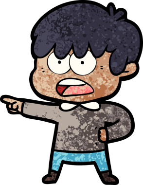 Bir insan tarafından çizilmiş endişeli çizgi film çocuğu.