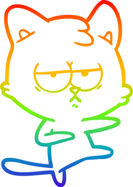 gökkuşağı gradyan çizimi bir insan tarafından çizilmiş sıkılmış çizgi film kedisi