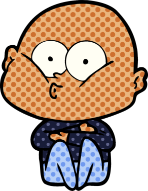 Bir insan tarafından çizilmiş kel bir adam.