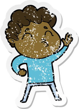 Bir insan tarafından çizilmiş karikatür adamın sıkıntılı çıkartması.