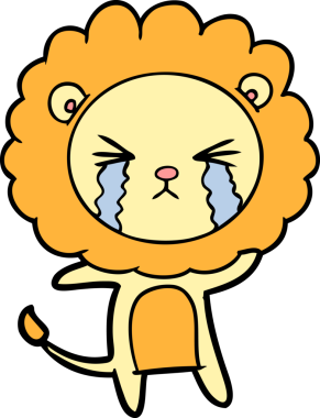 Bir insan tarafından çizilmiş ağlayan bir aslan.