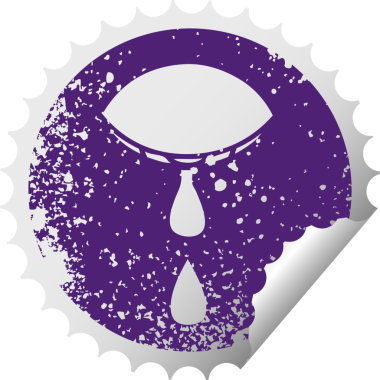 Bir insan tarafından çizilmiş ağlayan bir gözün sıkıntılı dairesel soyulan çıkartması.