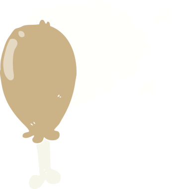 Bir insan tarafından çizilmiş düz renk çizgi film tavuk bacağı