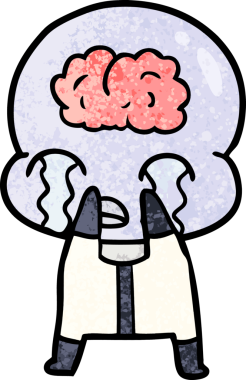 Bir insan tarafından çizilmiş koca beyinli bir uzaylı ağlaması.