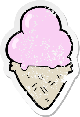 Bir insan tarafından çizilmiş karikatür dondurmasının sıkıntılı çıkartması.