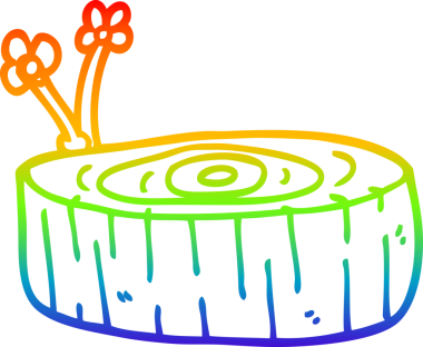 gökkuşağı gradyanı çizimi bir insan tarafından çizilmiş ağaç kütüğü