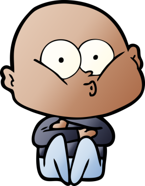 Bir insan tarafından çizilmiş kel bir adam.